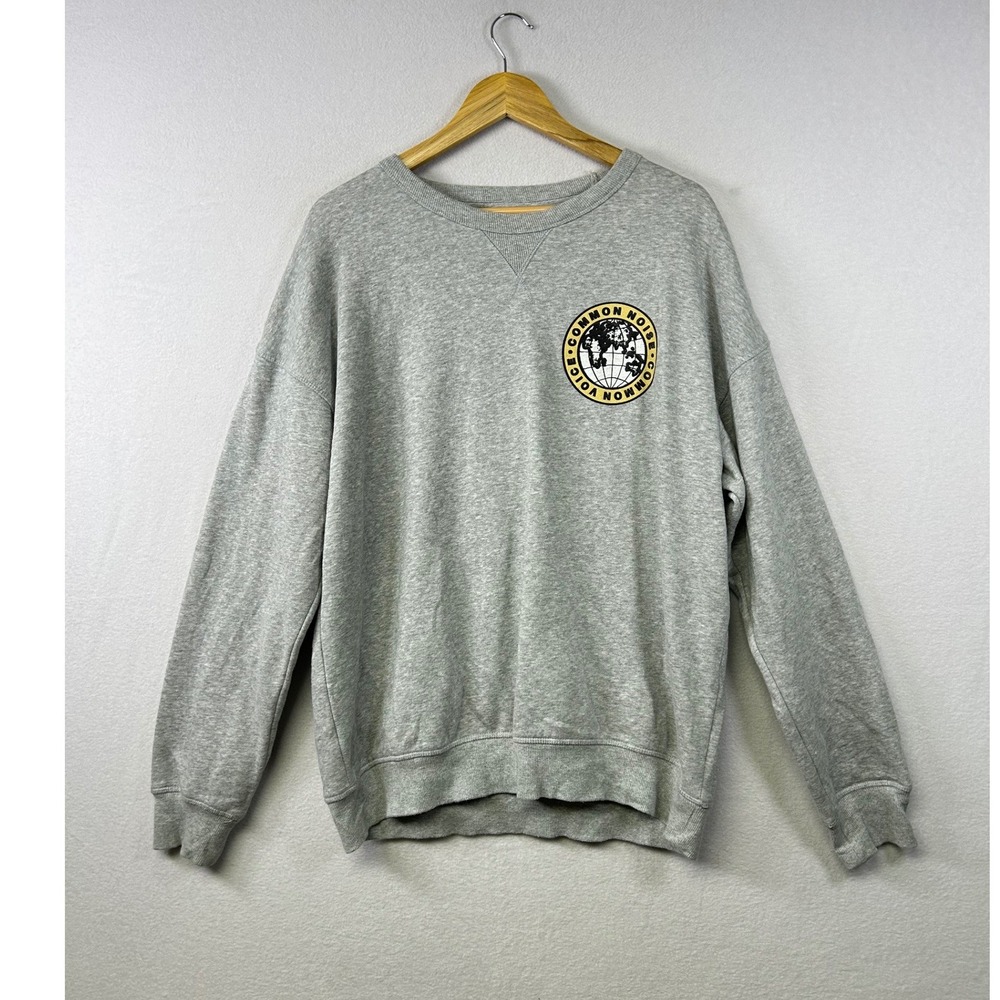 H M LOGG Mens Crewneck‎ Sweatshirt Gray Common Noise Graphic Pullover L
